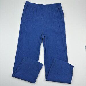 Everlane Naia Ripple Pleat Pant Royal‎ Blue Elastic Waist Wide Leg Womens Size M